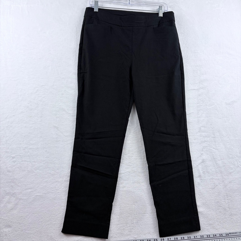 Chico's Pants Pull-On Straight Leg Black Size 1R